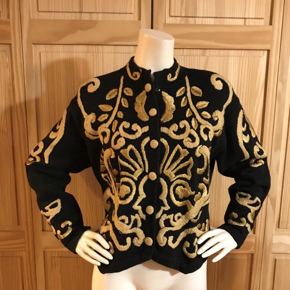 Marisa Christina Gold Embroidered Sweater - Picture 1 of 3